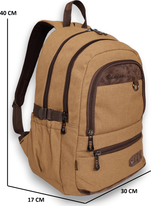 1672 Unisex Anatomik Sırtlı Laptop Bölmeli Seyehat Spor ve Okul Çantası - NKT01672-Hardal-TEK EBAT