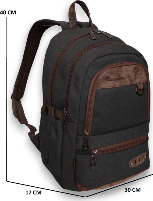 1672 Unisex Anatomik Sırtlı Laptop Bölmeli Seyehat Spor ve Okul Çantası - NKT01672-siyah-TEK EBAT