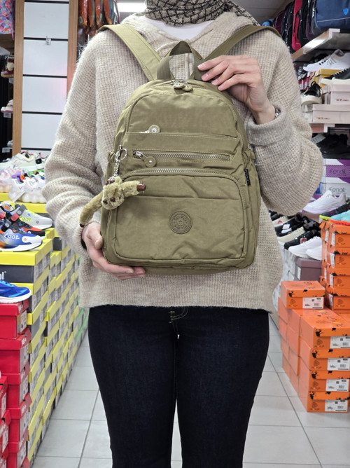 2113-8745 Kadın Krinkıl Kumaş Çok Gözlü Astarlı Petli Su Geçirmez Günlük Mini Sırt Çantası - NKT02113-VIZON-TEKEBAT