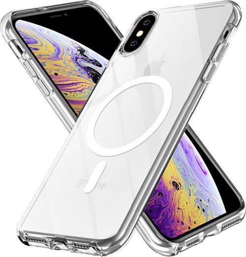 iPhone X/XS Uyumlu Köşe Korumalı Darbe Emici Sert Sararmaz Şeffaf Magsafe Kılıf