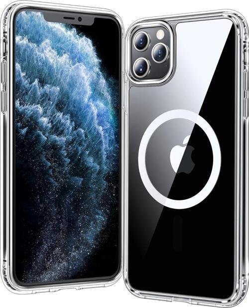 iPhone 11 Pro Max Uyumlu Köşe Korumalı Darbe Emici Sert Sararmaz Şeffaf Magsafe Kılıf