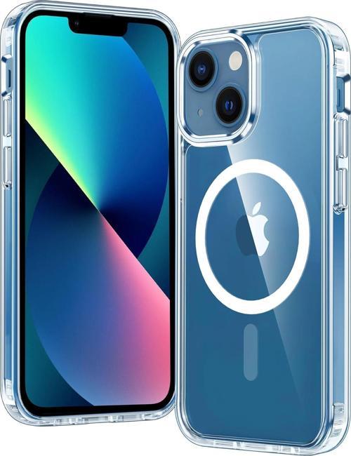iPhone 13/14 Uyumlu Köşe Korumalı Darbe Emici Sert Sararmaz Şeffaf Magsafe Kılıf