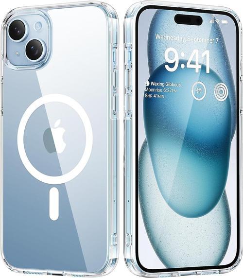 iPhone 15 Uyumlu Köşe Korumalı Darbe Emici Sert Sararmaz Şeffaf Magsafe Kılıf