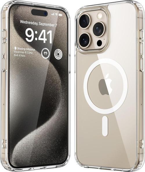 iPhone 15 Pro Uyumlu Köşe Korumalı Darbe Emici Sert Sararmaz Şeffaf Magsafe Kılıf