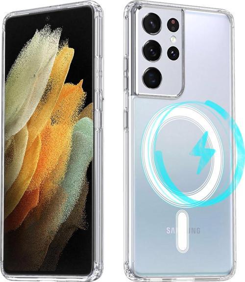 Samsung Galaxy S21 Ultra Uyumlu Köşe Korumalı Darbe Emici Sert Sararmaz Şeffaf Magsafe Kılıf