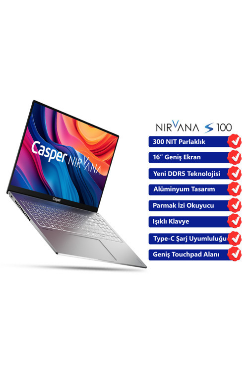 Nirvana S100.240H-BV00X-G-F Series 2 Intel Core 7-240H 16GB DDR5 RAM 500GB NVME SSD Freedos 16" Laptop