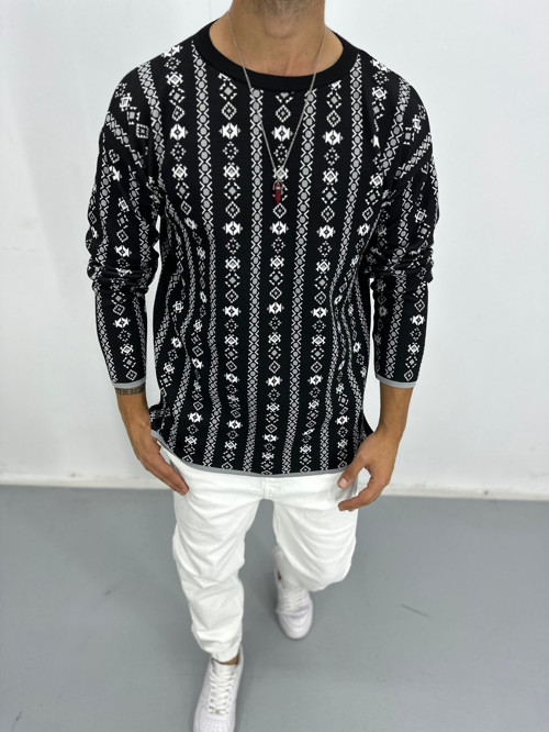 Erkek Premium Kalite Siyah Triko Sweat