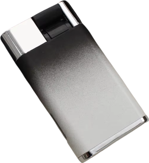 Tek Torch Pürmüz Siyah-Beyaz Metal Puro Çakmağı