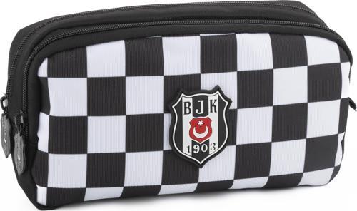 Kalem Çantası Siyah Beyaz Dama Desenli 2 Bölmeli Kalemlik