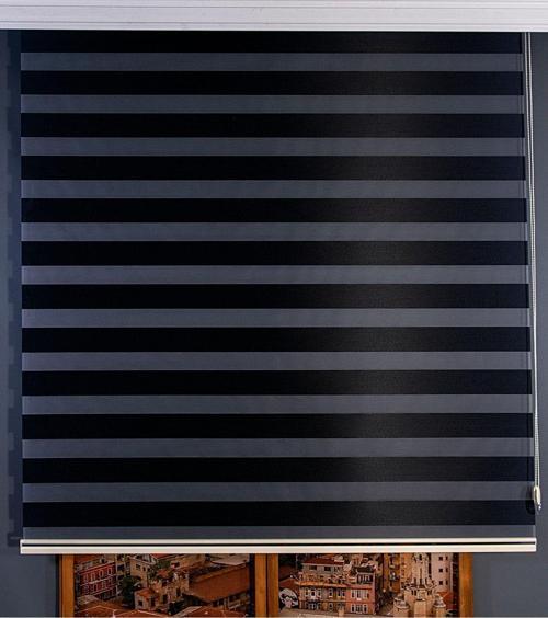 Siyah Bambu Zebra Perde