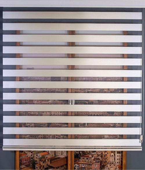 Krem Bambu Zebra Perde