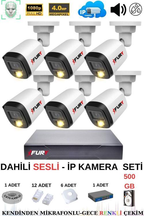 Ip Güvenlik Kamera Seti 6 Kameralı Sesli 4mp Gece Renkli Su Geçirmez Ip5515s 500gb