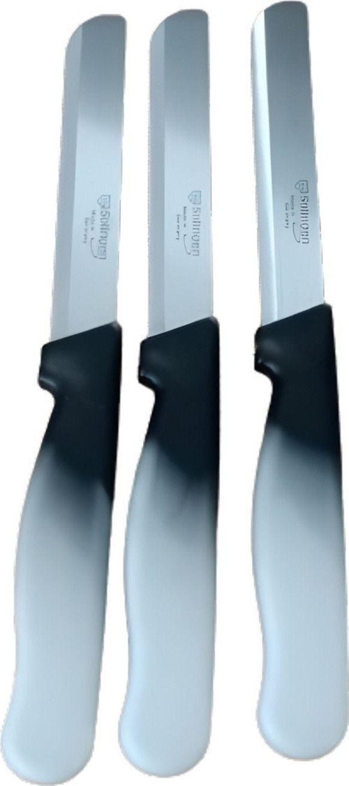 Sebze Bıçağı Lazerli Siyah Beyaz Renkli Kulp 3 Lü Set (22 Cm)