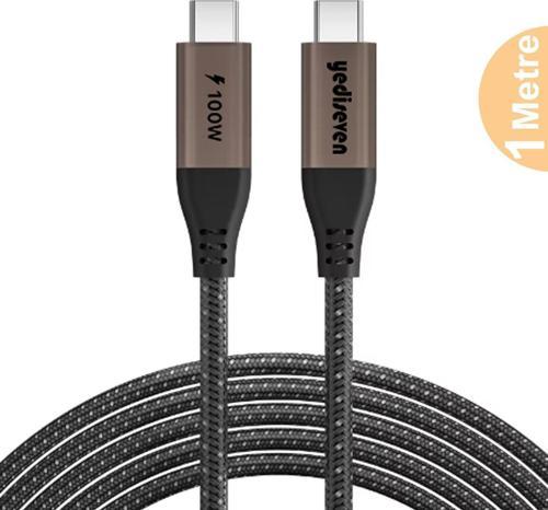Type C To Type C 100WATT Android Huawei Xiaomi Iphone Hızlı Şarj Data Kablosu Siyah 1 Metre