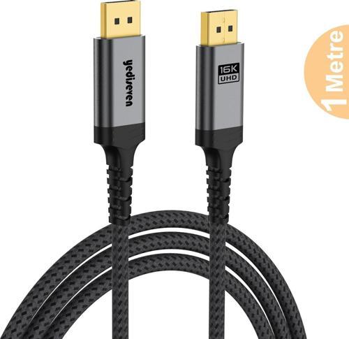 Displayport To Displayport Dp 2.1 Görüntü Aktarma Kablosu 16K@60Hz 80GBPS 1 Metre