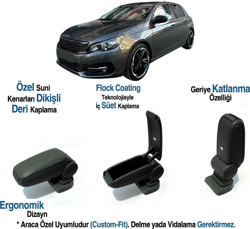 PEUGEOT 308 ARACA ÖZEL KOL DAYAMA KOLÇAK VİDASIZ 2014 2015 2016 2017 2018 2019 2020 2021 2022 2023 20224