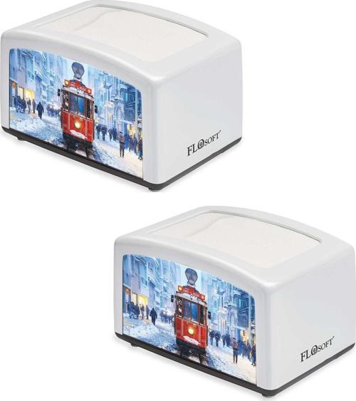 Masa üstü yatay dispenser peçetelik - flosoft 2 li peçetelik beyaz
