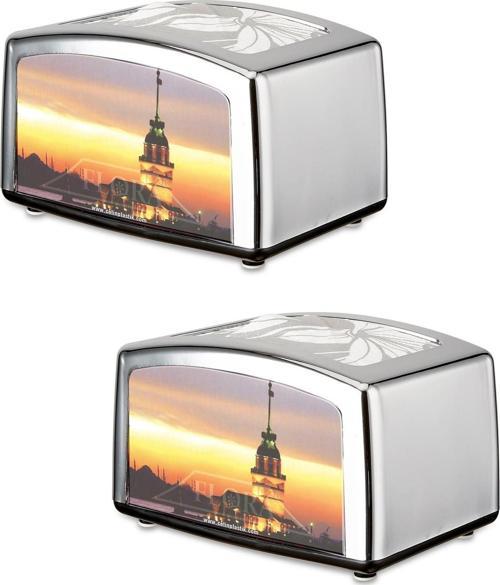 Masa üstü krom yatay dispenser peçetelik - flosoft 2 li peçetelik f031