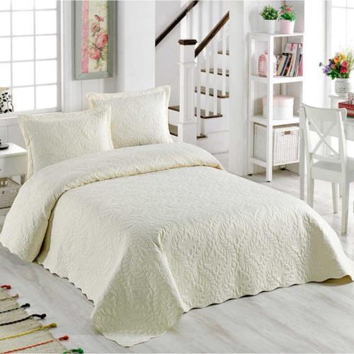 Ivy Krem Çift Kişilik Microfiber Kapitone Yatak Örtüsü Ekru