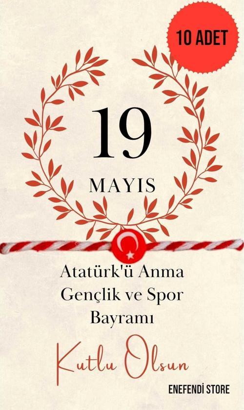 10 ADET AYYILDIZLI FİMO MARTENİÇKA 19 MAYIS TEBRİK KARTLI BİLEKLİK HEDİYE BAHAR BİLEKLİĞİ