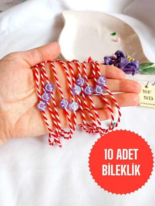 10 ADET MOR BONCUKLU MARTENİÇKA BİLEKLİK ŞANS ARKADAŞ SEVGİLİ EŞ ÇOCUK HEDİYE BAHAR BİLEKLİĞİ