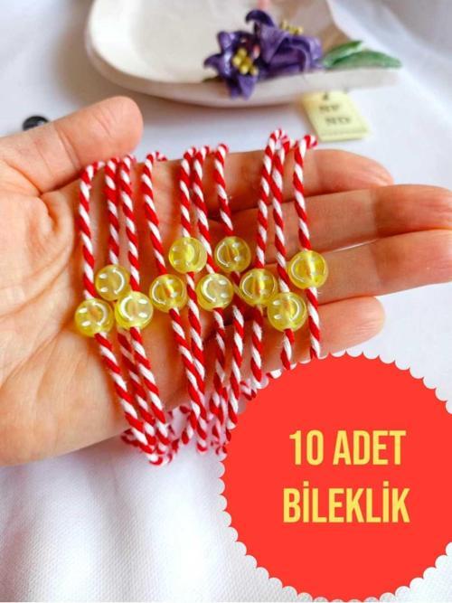 10 ADET SARI BONCUKLU MARTENİÇKA BİLEKLİK ŞANS ARKADAŞ SEVGİLİ EŞ ÇOCUK HEDİYE BAHAR BİLEKLİĞİ