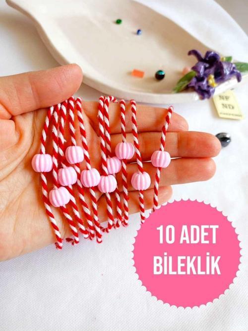 10 ADET UÇUK PEMBE BONCUKLU MARTENİÇKA BİLEKLİK ŞANS BEREKET ARKADAŞ SEVGİLİ EŞ ÇOCUK HEDİYE BAHAR