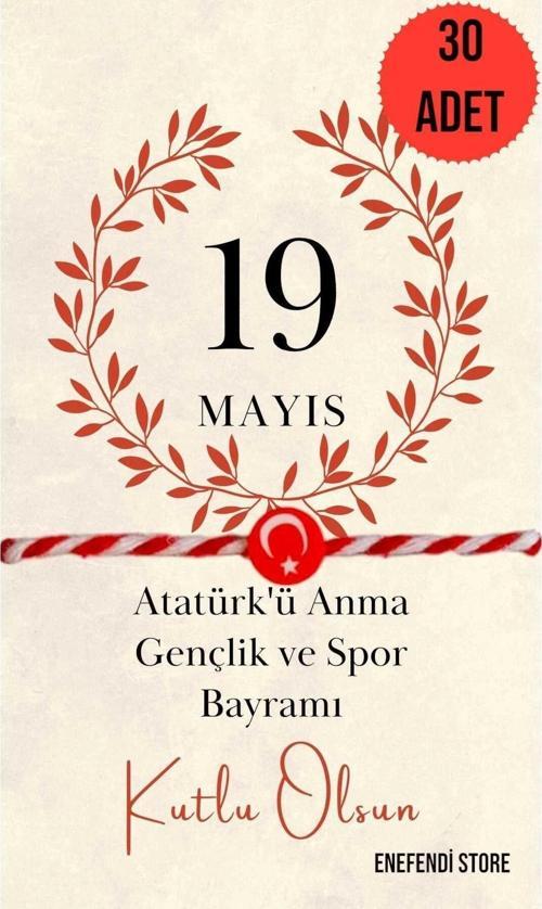 30 ADET AYYILDIZLI FİMO MARTENİÇKA 19 MAYIS TEBRİK KARTLI BİLEKLİK HEDİYE BAHAR BİLEKLİĞİ