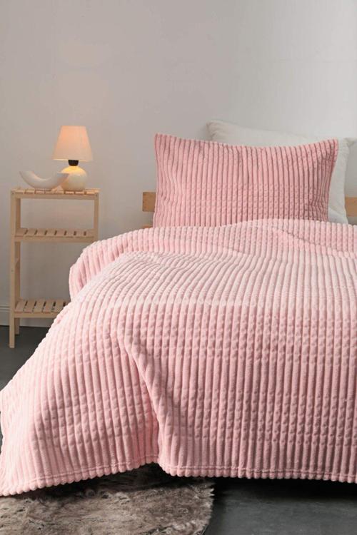 Merinos Modern Lıne Tek Kişilik 2 Parça Battaniye Seti Pudra