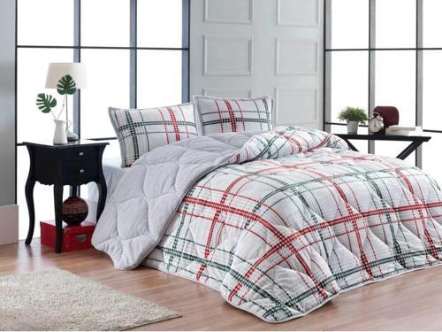 Comforter Çift Kişilik Yorgan Set  Boris Kırmızı Ekru