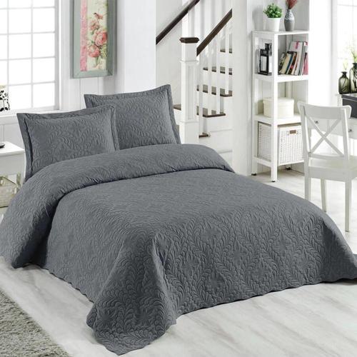 Ivy Antrasit Çift Kişilik Microfiber Kapitone Yatak Örtüsü