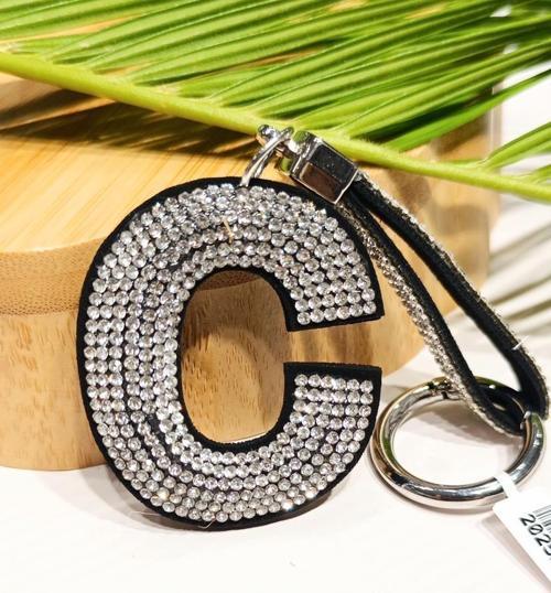 Lüks Parıltılı C Harfi Anahtarlık