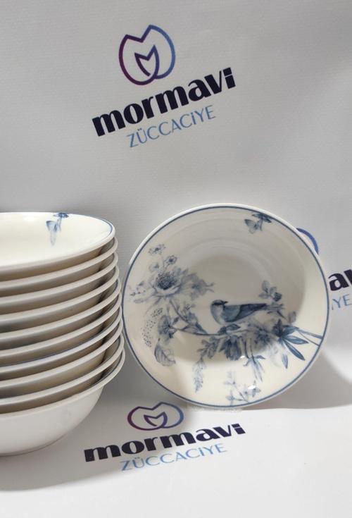 PORSELEN KUŞ MODEL 12 ADET 14 CM (KÜÇÜK) ÇORBA KASE
