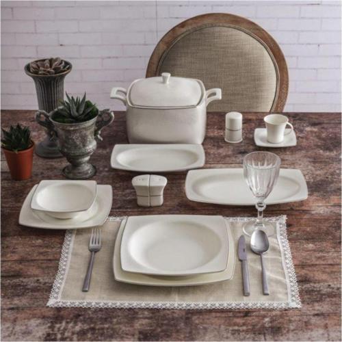 Carolıne 85 Parça Kare Bone Yemek Takımı - 5498