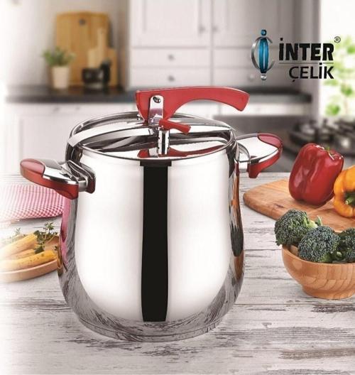 Çelik Düdüklü Tencere 12 Lt. (RENK:KIRMIZI)