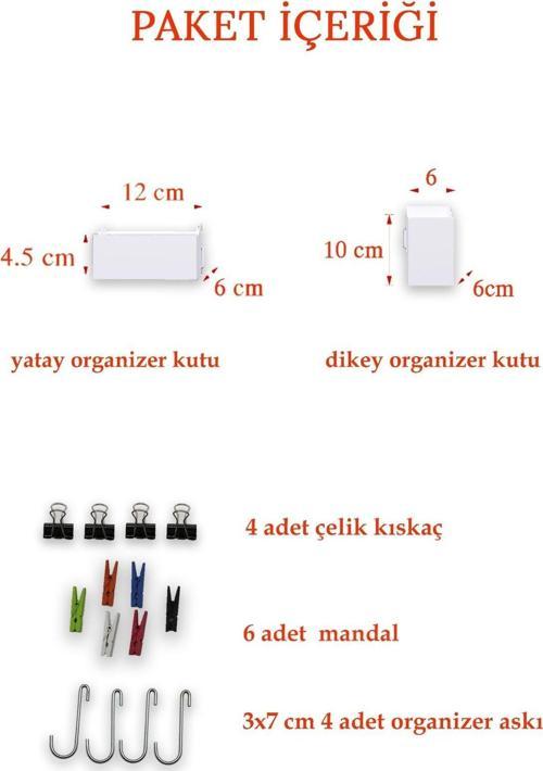 Beyaz Aksesuar Seti Tel Pano Metal Pano İçin