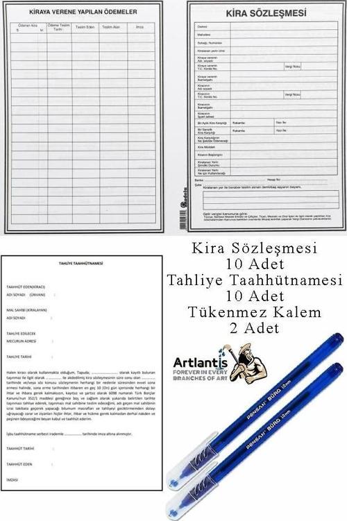 Kira Sözleşmesi ve Tahliye Tahütnamesi 10 Adet Tükenmez Kalem Kira Kontratı ve Tahliye Taahünamesi