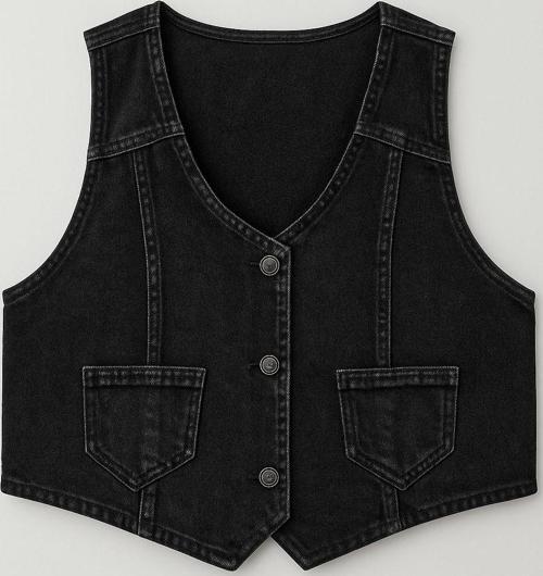 Kadın Düğmeli Jean Yelek