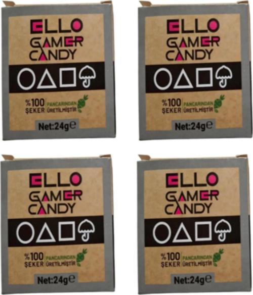 Ello Candy Dalgona Gamer Candy Şeker Oyunu Squid Game 4 ADET x 24 gr