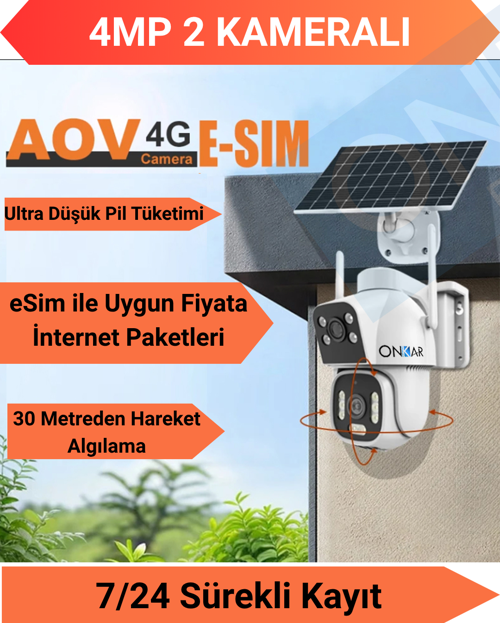 INOX X15 4MP ( 2MP +2MP ) eSim Özellikli Güneş Enerjili 7/24 Kayıtlı Güvenlik Kamerası