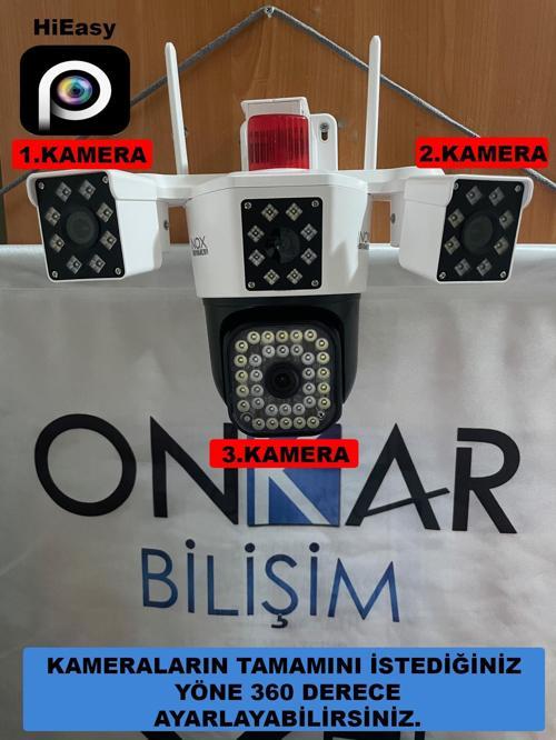 INOX-20 9MP ( 3+3+3 ) 3 Kameralı Wifi Kablosuz Güvenlik Kamerası