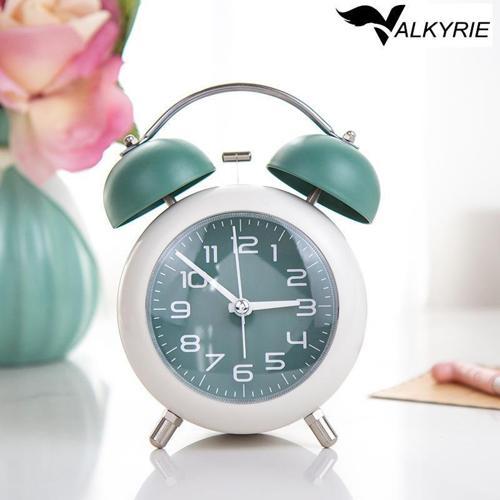 Akar Saniyeli Analog Yüksek Sesli Şirin Masa Saati Alarmlı Işıklı Dakik Çift Çanlı Yeşil