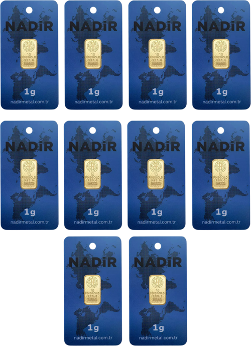 Ercan Altın 1 GR 24 Ayar NadirGold Gram Külçe Altın 10 Adet