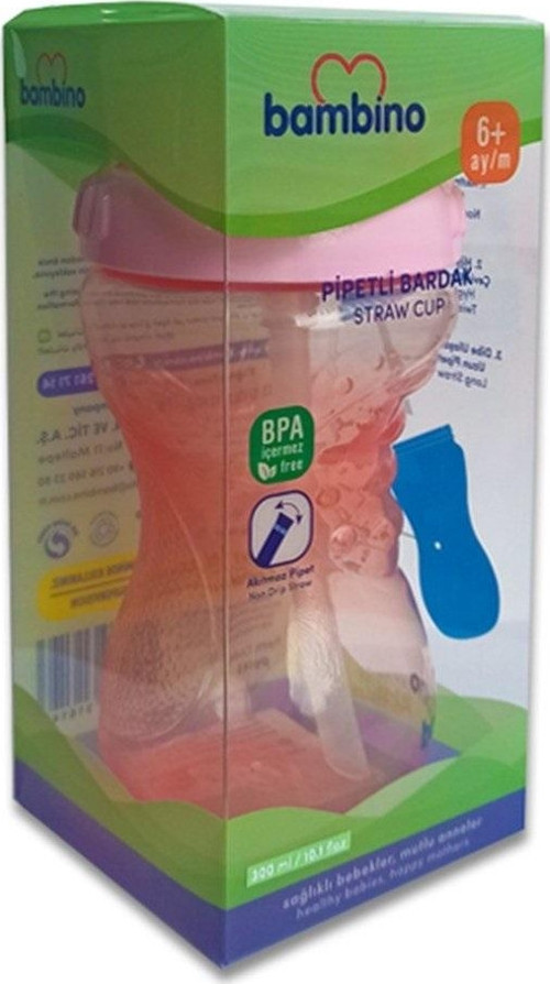 Pipetli Bardak 300 ml Pembe