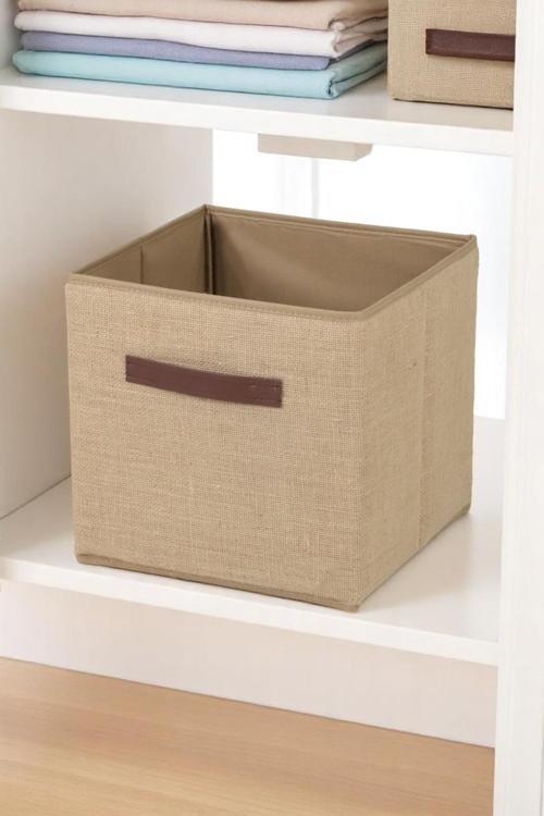 Jüt Kapaksız Kutu Dolap İçi Organizer Oyuncak Eşya Çamaşır Saklama Kutusu Düzenleyici 30X30X30 Cm