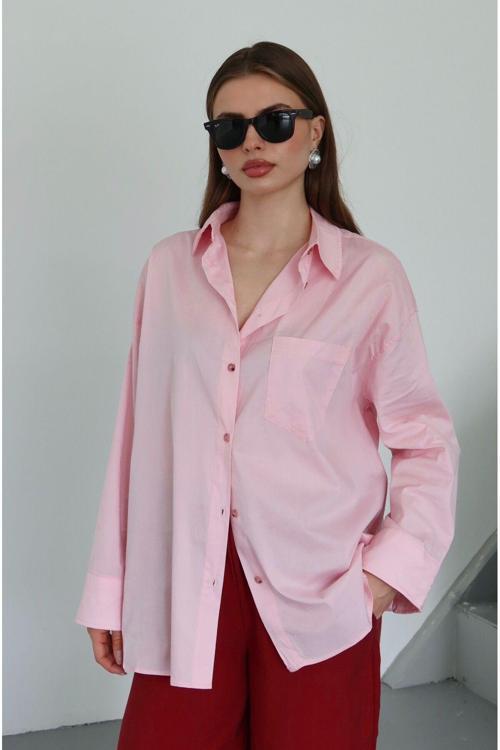 Pembe Oversize Gömlek - 5310