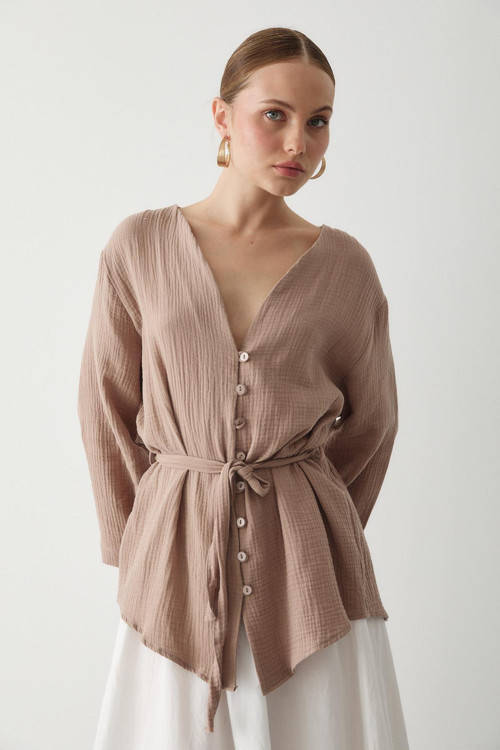 Vizon Çok Düğmeli Kimono
