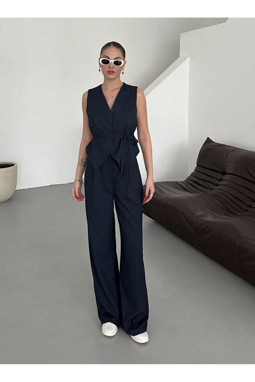 Lacivert Miranda Yelek Pantolon Takım - 8456