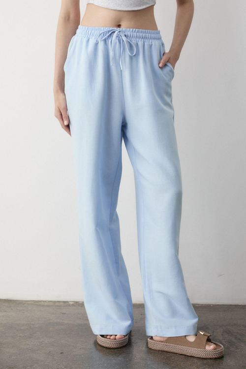 Mavi Beli Lastikli Bol Paça Pantolon - 2813