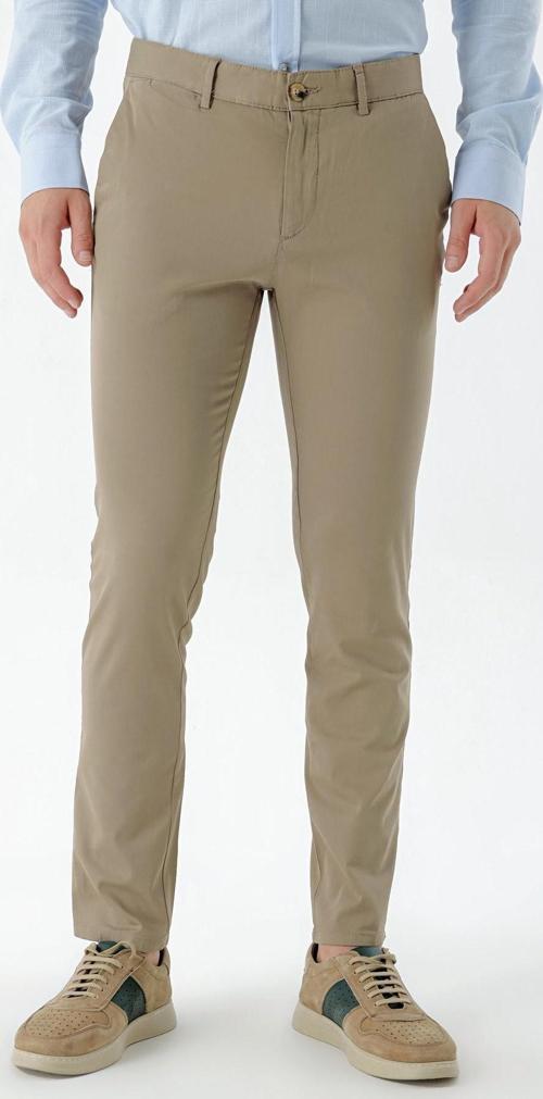  Erkek Vizon Piefti Pamuk Yan Cep Slim Fit Chino Pantolon